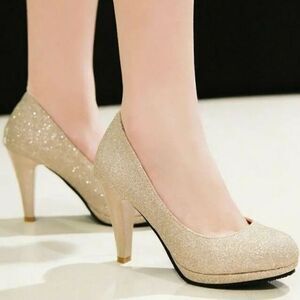 SILVER SLIPPER GLAM GEM EMBELLISHMENTS HIGH HEEL PUMP SHOES